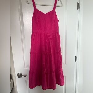 Pink Tiered Midi Dress